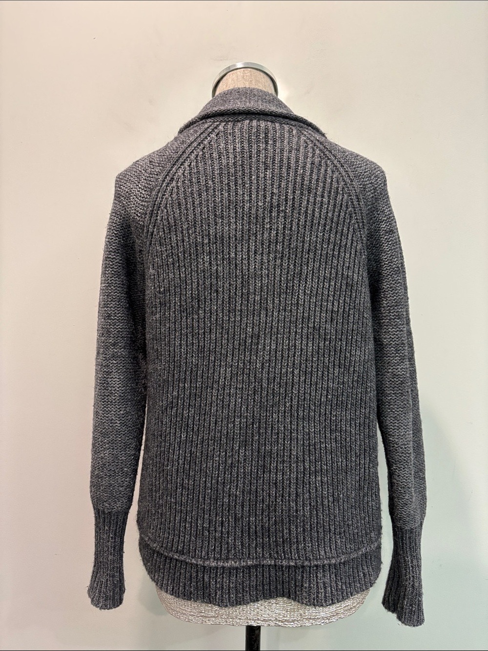 J.Crew Grey Wool Mohair Chunky Shawl Collar Cardigan Sweater Size L - Picture 12 of 15